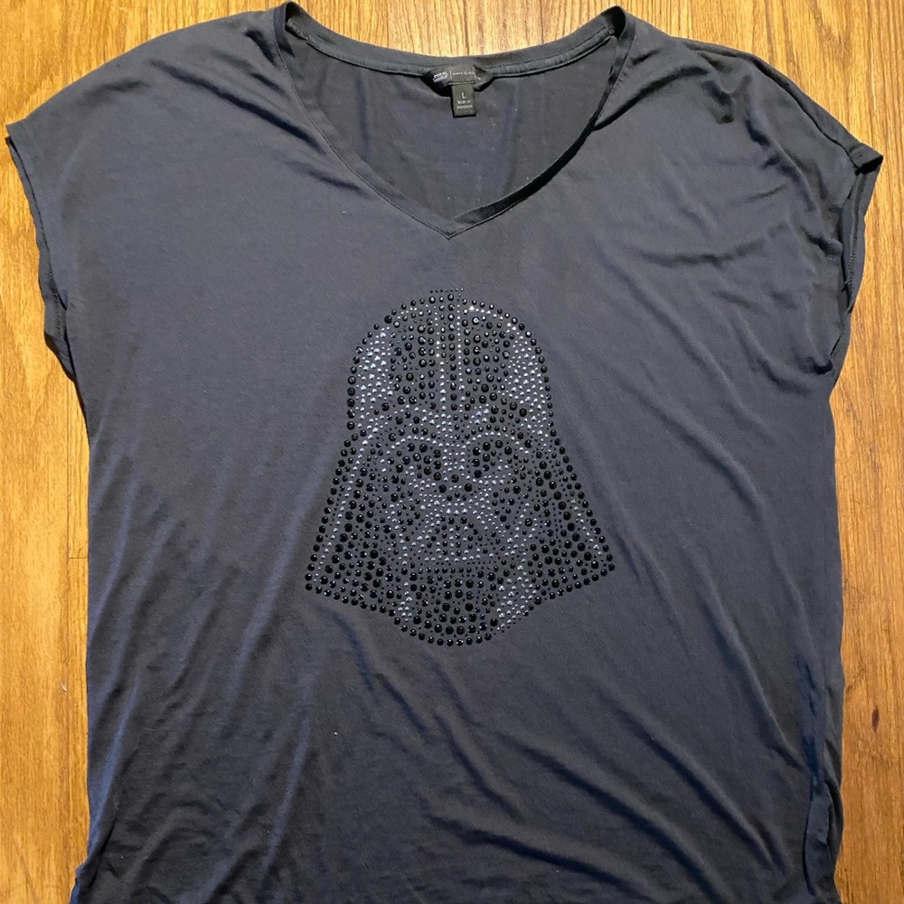Rock & Republic Women’s Darth Vader Embellished T-shirt, SZ L